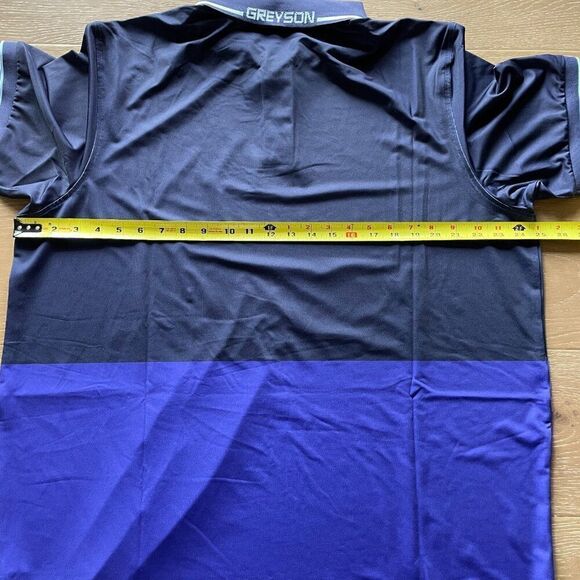 Greyson Golf Polo Men's XL Purple Navy Washoe Color-block Collared NEW - Picture 6 of 7